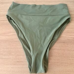 aerie - High Cut Cheeky Bikini Bottom - Olive Green - S